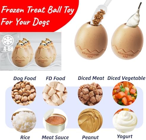 Treat Dispenser Dog Toy for Aggressive Chewers, Dog Frozen Treat Toy to Keep Them Busy, Interactive Chew Toys for Large Dogs, Durable Natural Rubber Material Puzzle Toy