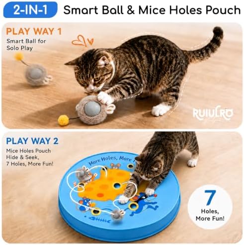 Interactive Cat Toys, Motion Ball 7-Hole Play Mat for Indoor Cats