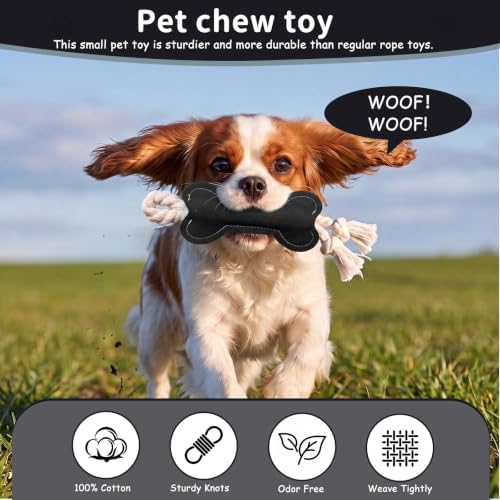 Dog Rope Knot Toy for Small Dogs and Cats Rope Toy for Puppy Teethers Cotton Interactive Pull Dog Toys for Dogs to Relieve Boring for Small Dogs and Cats (Black)
