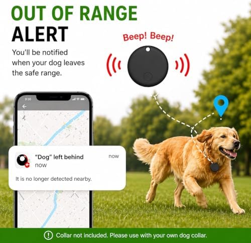 Pet Tracker,GPS Collar for Dogs (Android Only) Smart tag,Waterproof Compatible with Google Find My,No Monthly Fee,Advanced Tracking Solution Smart Collar for Pet Safety Ideal Small Large Dogs