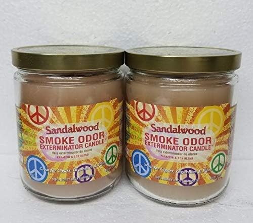 Smoke Odor Exterminator 13oz Jar Candle, Sandalwood Two Pack.