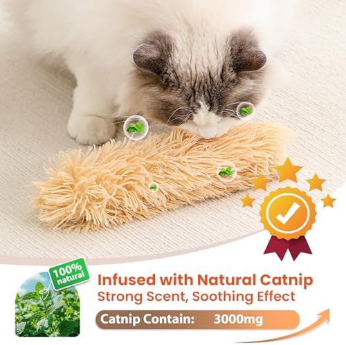 Cat Toys, 3 Pack Crinkle Catnip Pillow Toys for Indoor Cats