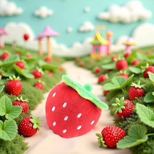 Red Strawberry Practical Design and Interactive Plush Squeaky Dog Toys Electronic Motion Pet Toy for Prevent Boredom Red Pet Supplies Creative and Exquisite Dog Squeak Toys Pet Supplies
