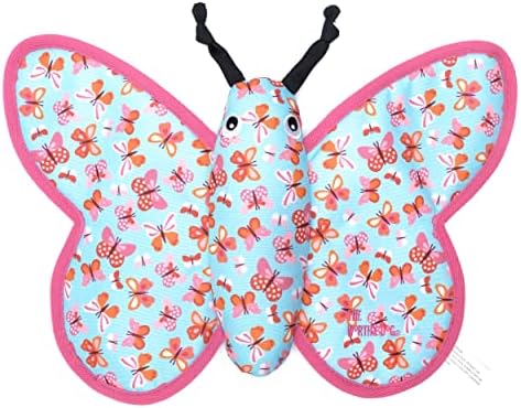 The Worthy Dog Animal Pattern Tough Plush Squeaky Dog Toy, Butterfly
