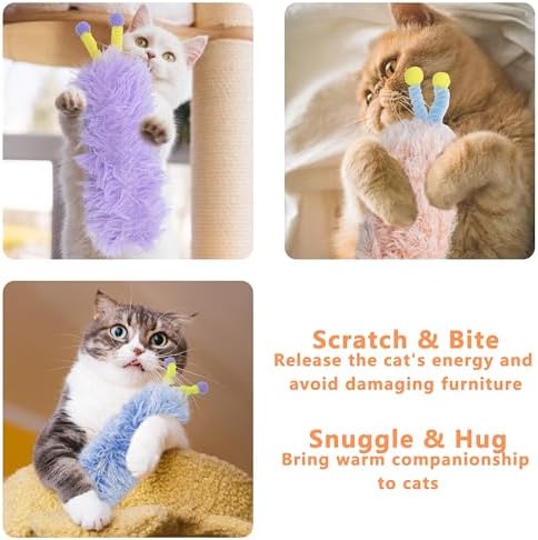 3 Pack Catnip Toys,Soft Cat Pillows Toys with Antennae, Funny cat Toy