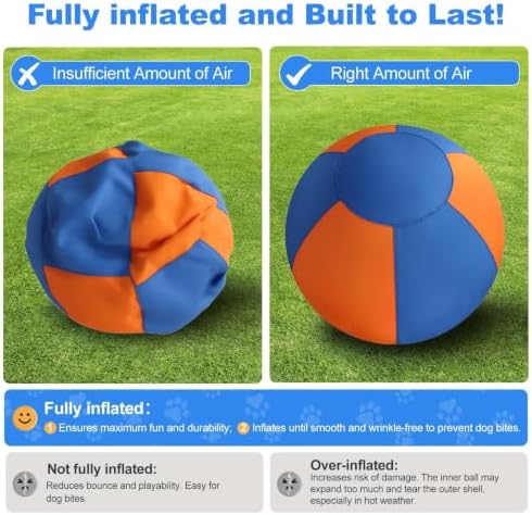 TVM 18" Herding Ball for Dogs Large Interactive Dog Play Ball for Herding Breeds to Push Chase & Roll (Orange+Blue)