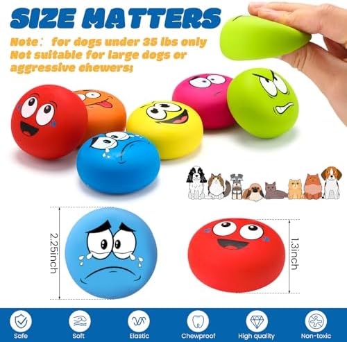 Hungdao 12 Pcs 2.25'' Squeaky Dog Balls, Rubber Latex Toys, Cute Style
