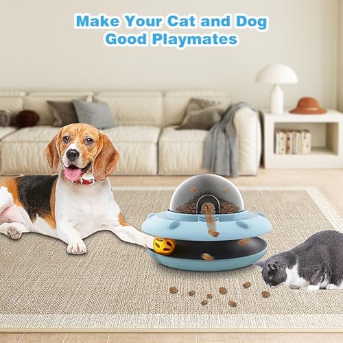 Dog and Cat Interactive Treat Toy, Pets Food Puzzle Toy with Bell Ball, Suitable for Puppies and Kittens
