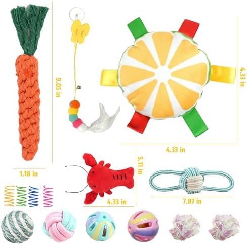 15 Pack Ferret Toys, Ferret Chew Toys, Interactive Toys with Bell Balls