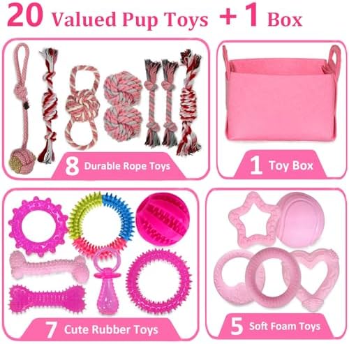 20 Pack Puppy Teething Chew Toys for Small Dogs, Bulk Dog Toys for Puppies