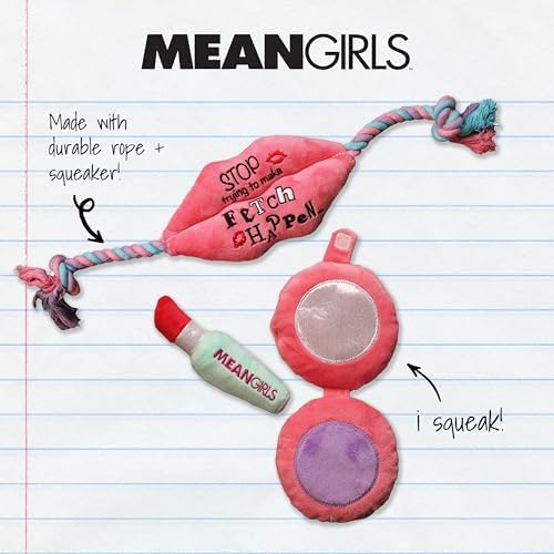 Mean Girls, Interactive Toy Bundle for Dogs, Squeaky Makeup Kit Dog Toy Set