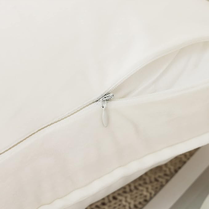 Velvet Cream white Throw Pillow Covers 24”x24”Pack of 2 Soft Decorative | Square Cushion Covers for Couch Sofa Bed Livingroom Car Home Decor,60x60Cm