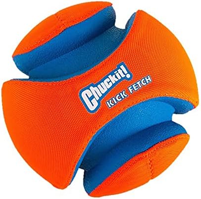 Chuckit! Kick Fetch Ball Dog Toy, Large (8 Inch) & Indoor Fetch Ball Dog Toy (4.75 Inch), Orange and Blue