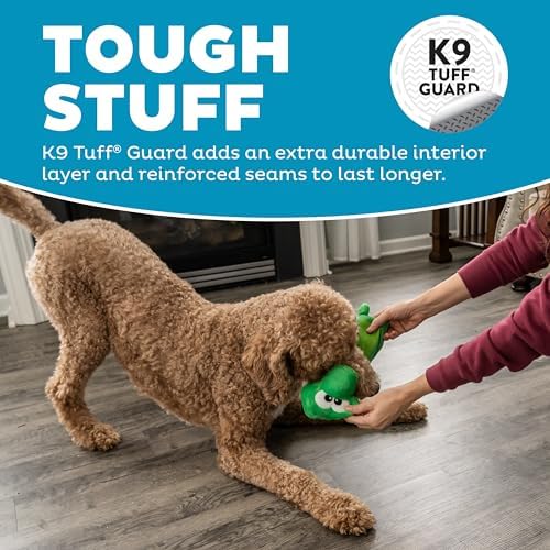 Outward Hound Bottle Bros Alligator Dog Toy, 12 Inch Plush Squeaky & Crackle Toy for Dogs, Interactive Fetch & Engaging Solo Play, Medium, Green
