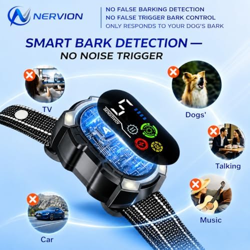 Dog Bark Collar for Small Medium Large Dogs,No Bark Collar, Smart Barking Collar, Automatic Anti Bark Device with Beep,Vibration & Static,Rechargeable IP67 Waterproof,5 Sensitivity Levels