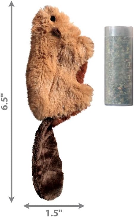 KONG Refillables Catnip Toys, Assorted 2-Pack – Plush Cat Toys with Refillable Catnip Pouch & Premium North American Catnip (Beaver and Squirrel)