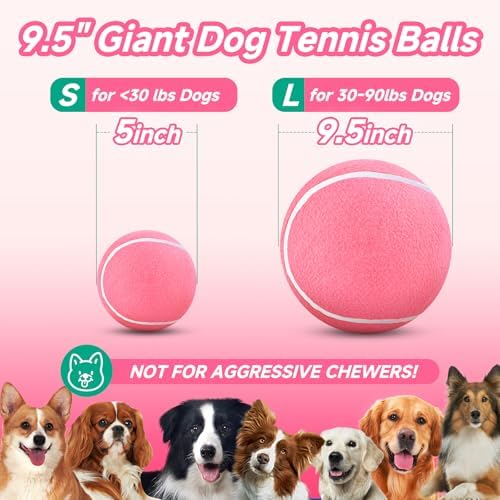 HETOO Dog Tennis Balls, Dog Puppy Birthday Gifts, Herding Ball, 9.5 Inch