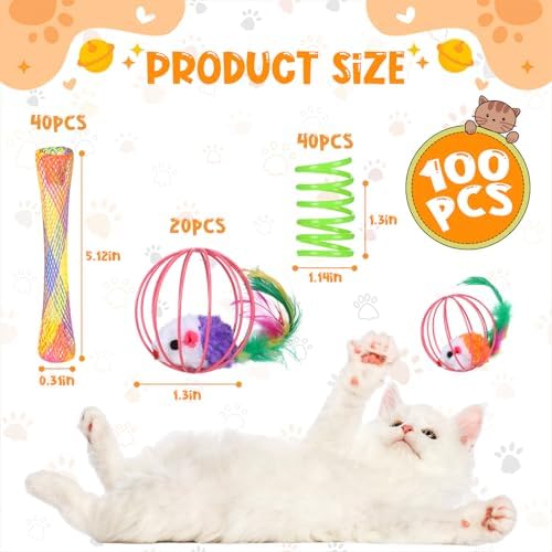 100 Pcs Cat Springs Toys Fashion for Indoor Cats
