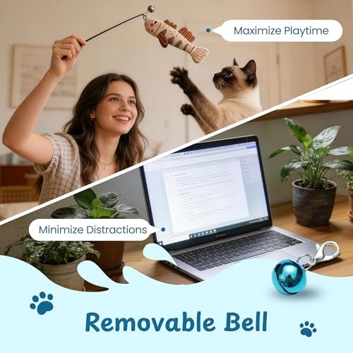 Catnip Toys, [12000mg] Extra Large Toys for Indoor Cats with Removable Bell, 100% Natural North American Catnip Floppy Fish Cat, Crinkle Sound & Soft Cotton-Free Surface