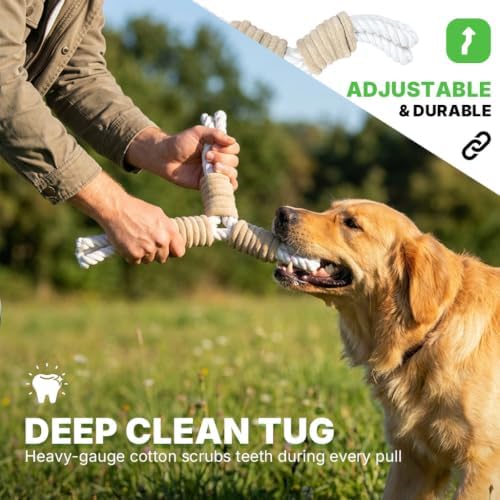3 Way Dog Toys, Dog Tug Toy for Multiple Dogs and Aggressive Chewers
