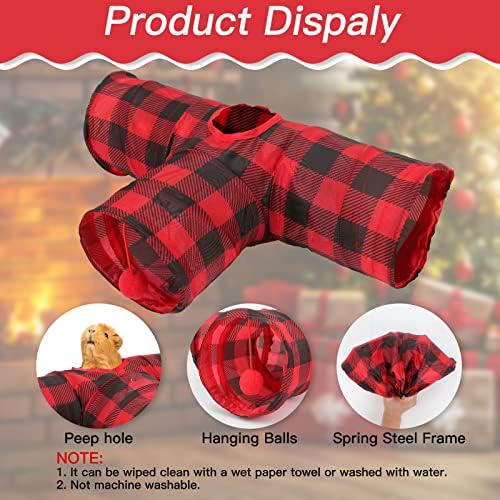 Rypet Guinea Pig Tunnel Hideout 3-Way Collapsible Small Pet Tubes, Red