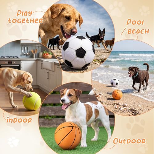 Vinsot 3 Pack 9.5" Large Dog Toy Balls Set Interactive Pet Toys Dog Toy Sports Balls Chew Oversize Felt Training Fetch Ball for Small Medium Large Dogs Outdoor Play