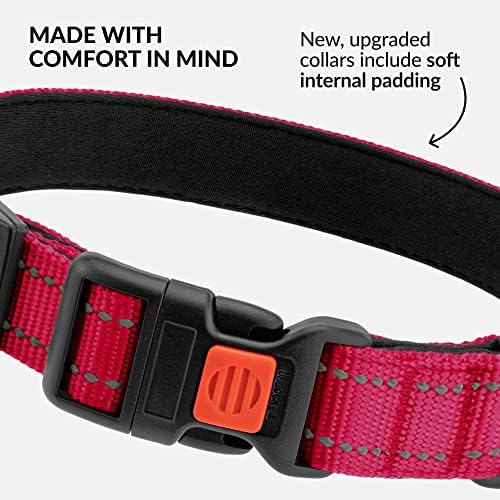 Reflective Dog Collar, Quick-Release Buckle (Pink, 14-18 Inch)