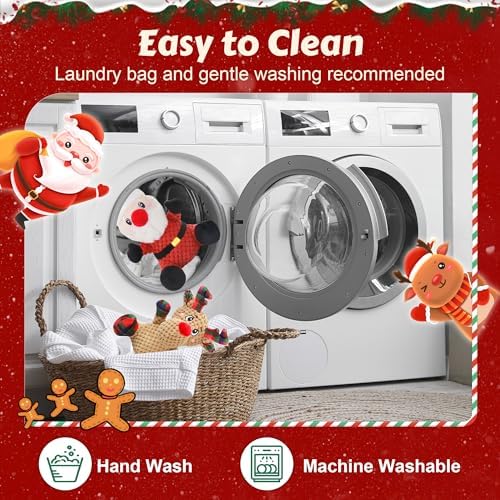 Newget 2Pcs Christmas Squeaky Dog Toys, Plush Dog Toys with Crinkle Paper