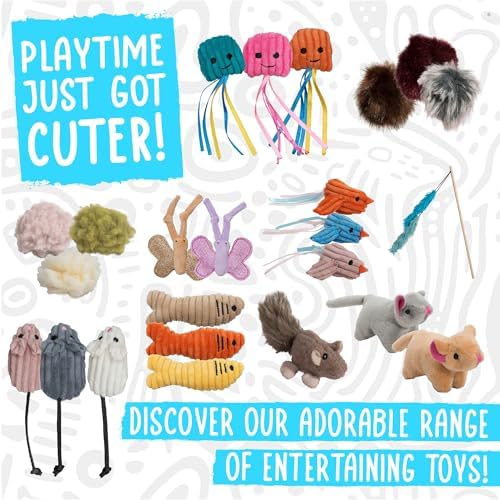 HuggleKats Cat Toys - Kitten Toys for Bored Indoor Cats, Perfect for Moving, Exercise, Biting & Chewing - Mightie Mice (3 Pack)