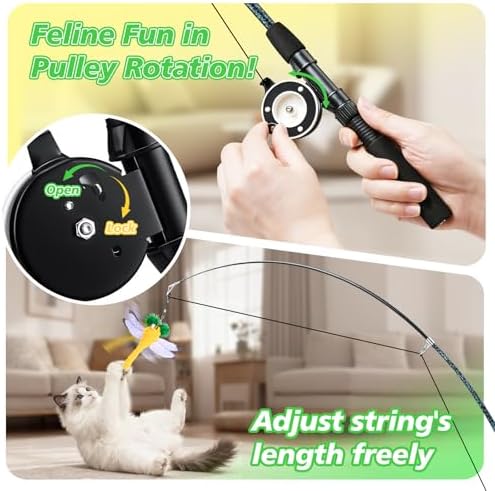 Pawaboo Cat Feather Toys, 4 Pack Interactive Cat Feather Teaser Wand Toys