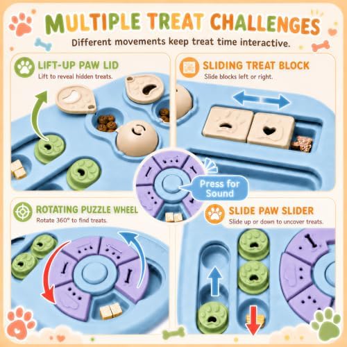 Interactive Dog Puzzle Toys for Smart Dogs - Mental Stimulation Puzzle Toys for Small & Medium Dogs, Treat Dispensing Dog Enrichment Toys for Beginner Dogs