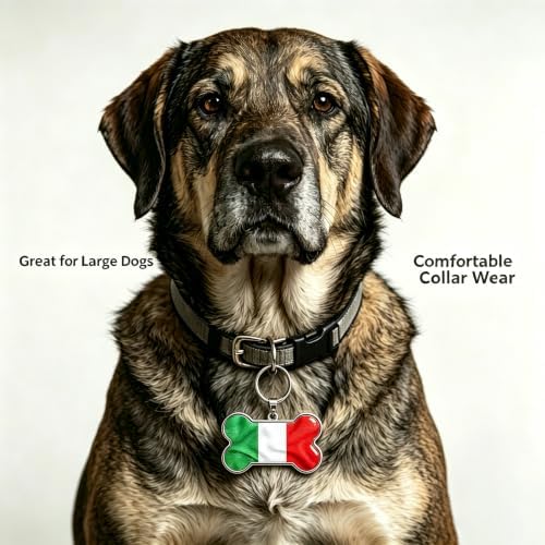 HSIAHOU Custom Pet ID Tags, Personalized Dog Tag Cat Tag(Italy Flag)