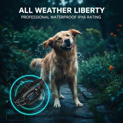 GPS E-Fence Collar, Wireless Dog Fence System for Pet Training, 0.018-1.2 Miles, 30-2000 m Boundary, Bark Trainer with 3 Correction Modes, IPX6 Waterproof ABS, Black, 1000 mAh Battery