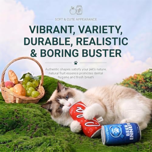 Cookies Beer Cola Whisky Orange-Juice Chips Stylish Squeaky Toys for Aggressive Chewers, Durable Squeak for Puppy Teething, Interactive Plush for Boredom and Anxiety Relief(Beer)