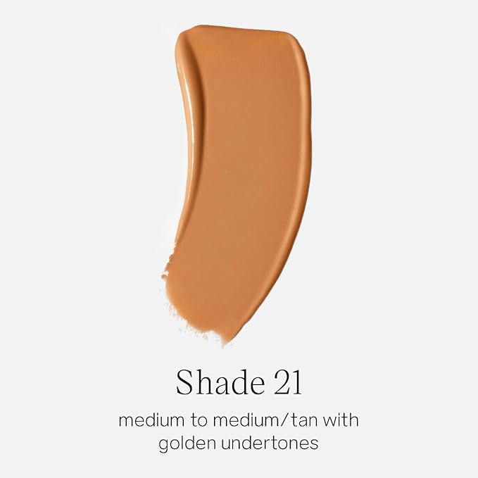 Saie Glowy Super Skin Tint Liquid Foundation - Weightless + Dewy Foundation with Lightweight Medium Coverage - Hydrating Face Makeup + Skin Care Serum Hybrid with Hyaluronic Acid - Shade 21 (1.01 oz)