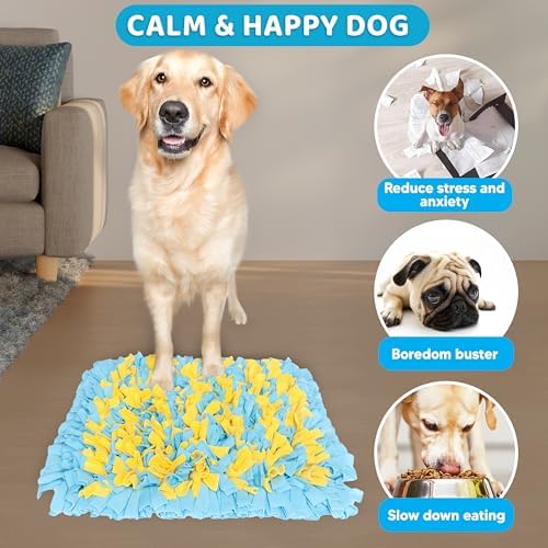 Snuffle Mat for Dogs, Sniff Mat Interactive Slow Feeding for Boredom, Mental Stimulation, Stress Relief & Natural Foraging, for Puppy Small Medium Large Dogs, 24”x20”