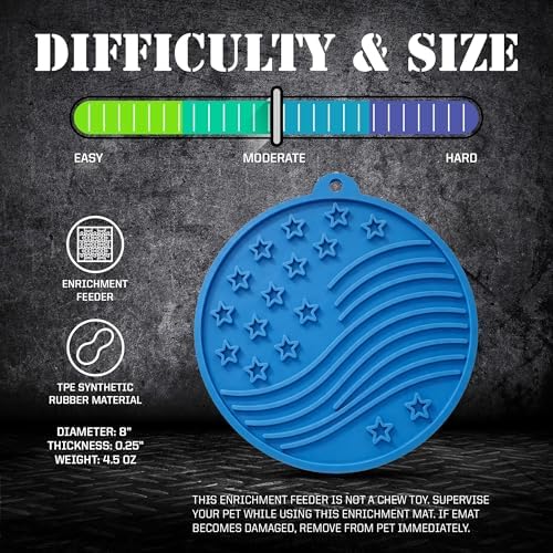 SodaPup USA K9 Stars and Stripes eMat – Durable Enrichment Feeder Lick Mat for Dogs & Cats, Non Toxic Pet Safe Food Safe Material, Made in USA, Slow Feeder for Calming & Digestive Health