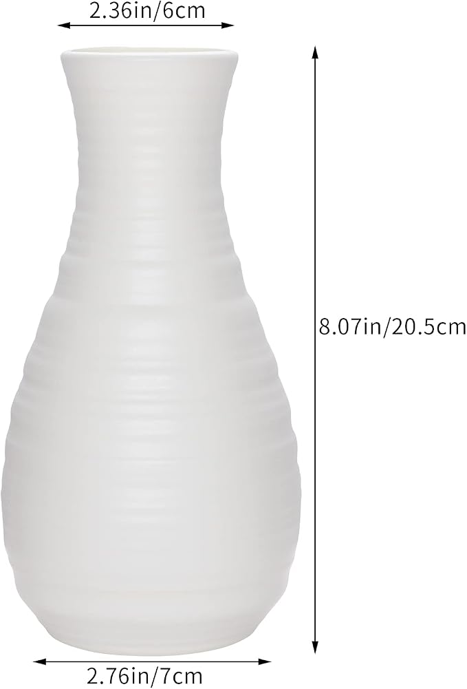 2 Pack Composite Plastics Flower Vase, Unbreakable Ceramic Look Vase for Home Decor Centerpieces, Arranging Bouquets (White)