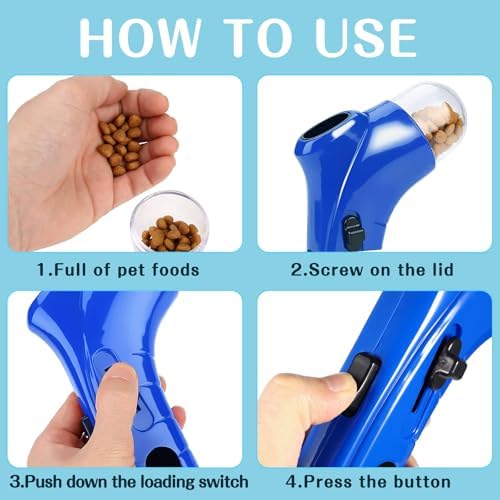 UKCOCO Dog Treat Launcher Pet Treat Launcher for Dogs and Cats Spring Loaded Snack Interactive Training Toy Easy-Load Feeder 7.48 X 4.33 X 1.77 in
