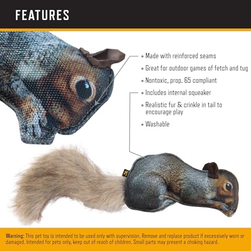 Browning Squirrel Fabric Squeaker Chew Toy Gray