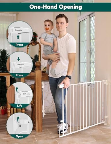 Babelio Smart Baby/Pet Gate, New Generation of Safety Gate with Infrared Auto-Unlock & Removable Baby Gate (White)