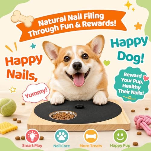 Dog Nail Scratch Board with Treat Box, 3-in-1 Wooden Pet Scratch Board for Nails, Adjustable Resistance Dog Nail File Toy for Stress-Free Grooming, Slow Feeder Puzzle Toy for Dogs