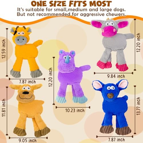 5 Pack No Stuffing Dog Toys Plush for Small Dogs
