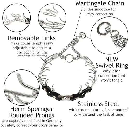 Herm Sprenger 2.25mm Prong Collar for Dogs Training – Quick Release Buckle & Swivel Ring for Easy Use – Made of Durable Chrome Plated Stainless Steel in Germany– (14-19" Neck)