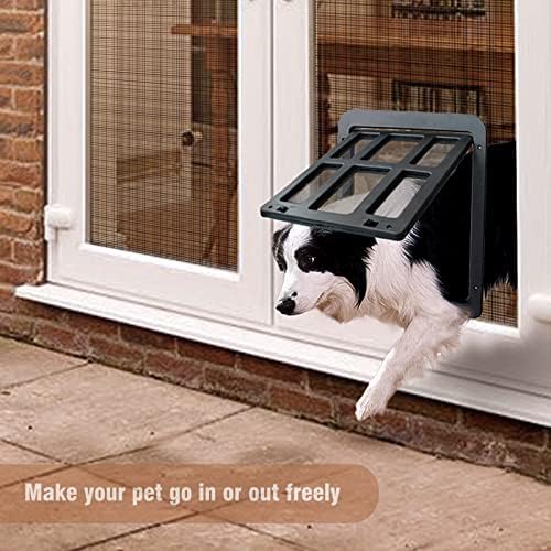 Namsan Dog Door for Screen Door, Passage 11.2 x 14.4 inches, Doggy Door for Sliding Door, Pet Screen Window, Magnetic Flap Auto Closing, Screen Door with Doggie Door Built in, Lockable, Black