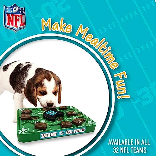 Pets First NFL Miami Dolphins Puzzle, Interactive Dog Treat Puzzle Toy