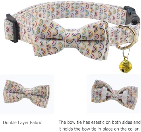 Yizepet Dog Collar with Bow Tie- Adjustable pet Collar for Dogs with Plastic Buckle Collar, Stylish Pattern for Small Medium or Large Boy and Girl Dog and Cat