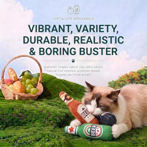 Cookies Beer Cola Whisky Orange-Juice Chips Stylish Squeaky Toys for Aggressive Chewers, Durable Squeak for Puppy Teething, Interactive Plush for Boredom and Anxiety Relief(Whisky)