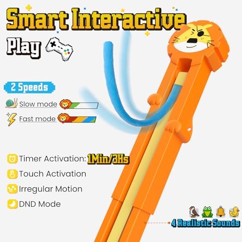 Cat Toys for Indoor Cats, 2 in 1 Door Hanging Cat Toy Interactive Automatic Moving 2 String Tails for Multi-Cat Households, Plush Dangler for Kitten Toys Hide and Seek Motion Activated, 4 Sounds/Off