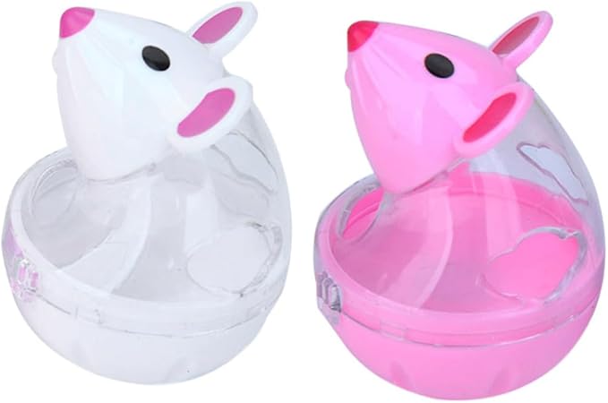 Happyyami 4pcs Automatic Cat Feeder Toy Mouse Shape Interactive Snack Dispenser for Cats Engaging Pet Feeder Leakage Design Fun Rolling Tumbler for Indoor Play